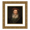 thumbnail image 1 of Govert Flinck 12x14 Gold Ornate Wood Frame and Double Matted Museum Art Print Titled - Bearded Man with a Velvet Cap (1645), 1 of 4