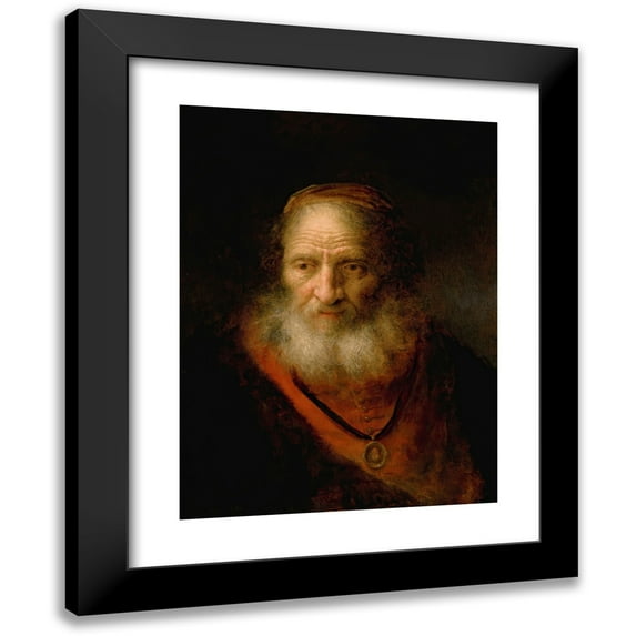 Govert Flinck 19x24 Black Modern Framed Museum Art Print Titled - ‘Tronie’ of an Old Man, Possibly a Jewish Scholar (1642)