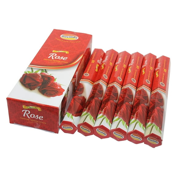 Govinda Incense - Rose - 120 Incense Sticks, Masala Coated Incense