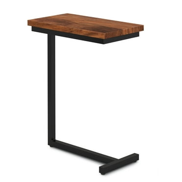 Gowen Mango Wood and Metal 18" Industrial C Side Table in Dark Cognac Brown