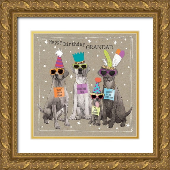 Gower, Hammond 12x12 Gold Ornate Wood Framed with Double Matting Museum Art Print Titled - Fancypants Cool Dogs V