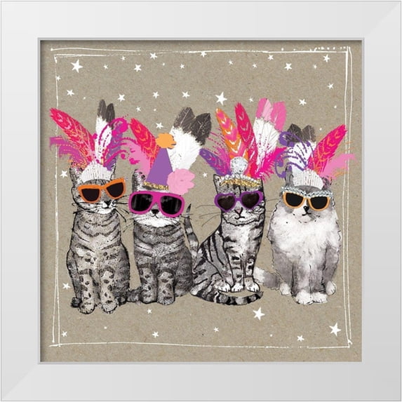 Gower, Hammond 12x12 White Modern Wood Framed Museum Art Print Titled - Fancypants Cats VI
