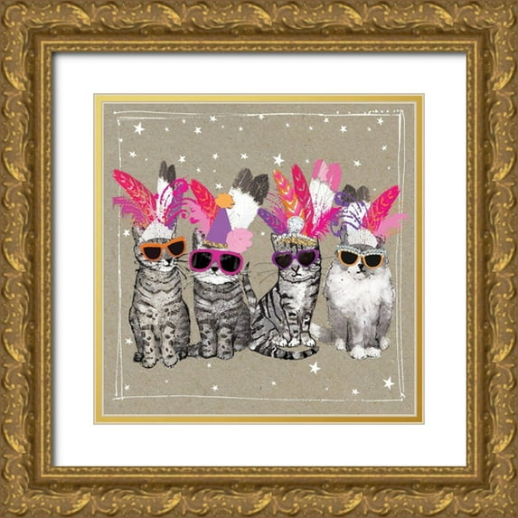 Gower, Hammond 15x15 Gold Ornate Wood Framed with Double Matting Museum Art Print Titled - Fancypants Cats VI