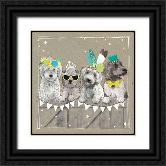 Gower, Hammond 26x26 Black Ornate Wood Framed with Double Matting Museum Art Print Titled - Fancypants Wacky Dogs III