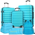 thumbnail image 1 of Gowill 10 Piece Hardside Luggage Set 28/24/20 inch Hardshell Lightweight Spinner Wheels Carry-on and Checked Suitcase with Backpack and 6 Packing Cubes.Blue, 1 of 16