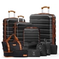 thumbnail image 1 of 13 Piece Luggage Sets, 16/20/24/28 inch Hardside Lightweight Suitcase with 7PCS Packing Cubes, With Expandable Duffle Bag (Black Tan), 1 of 13