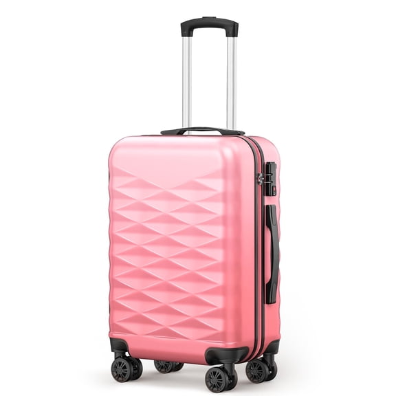 Gowill 20" PC+ABS Carry on Suitcase,Lightweight Hardshell Luggage with Spinner Wheels and TSA Lock,Pink