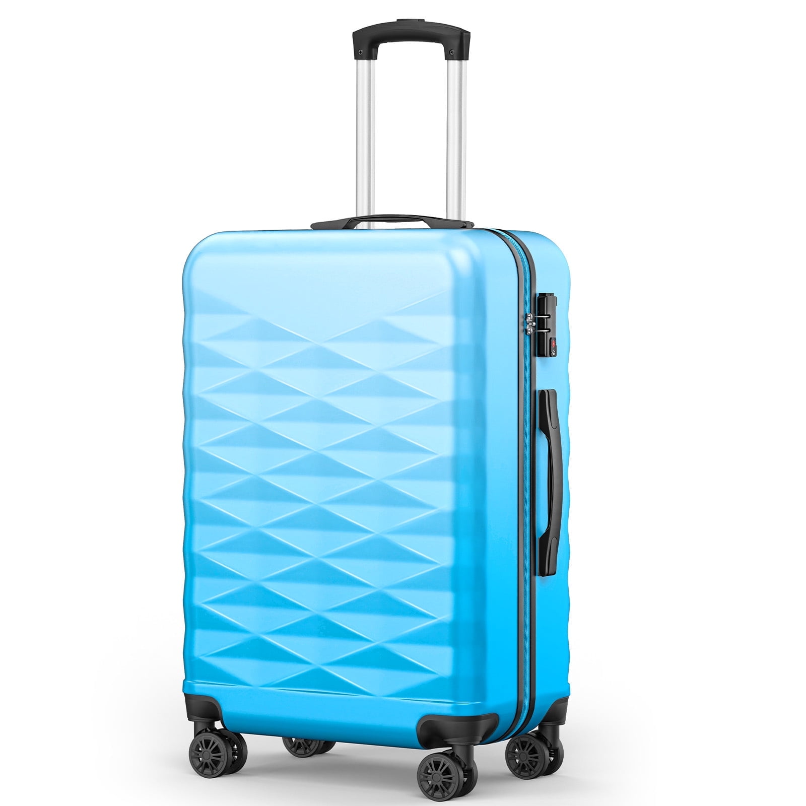 Gowill 24 inch Checked Luggage with Wheels Hardside Suitcase For Business Travel, Blue