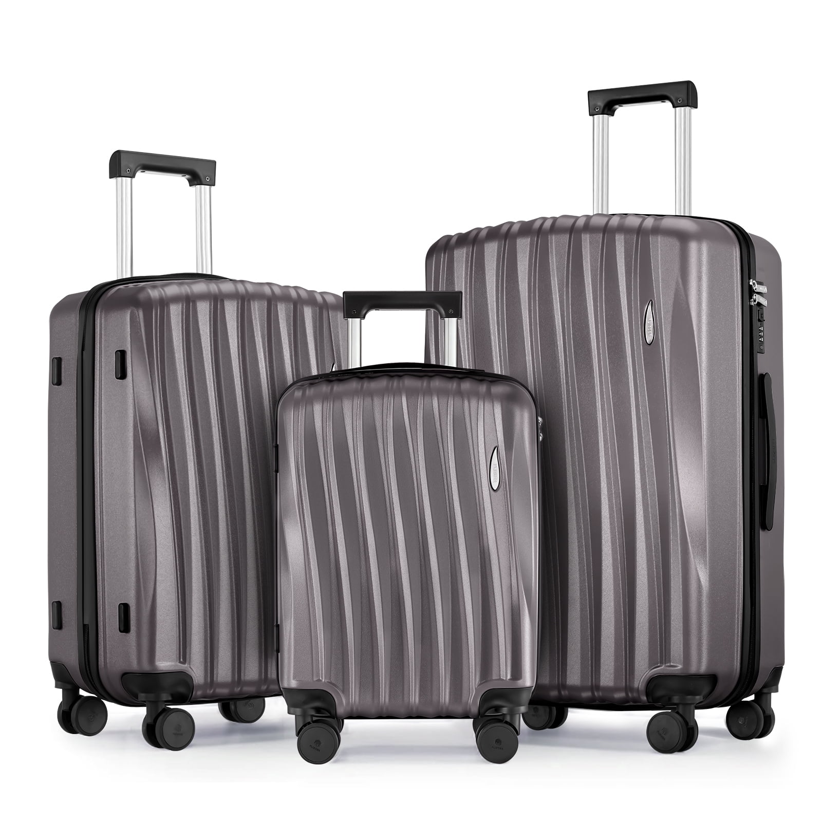 Gowill 3 Piece Hardside Luggage Set 27/23/19 inch Hardshell Lightweight Spinner Wheels Carry-on and Checked Suitcase.Iron Gray