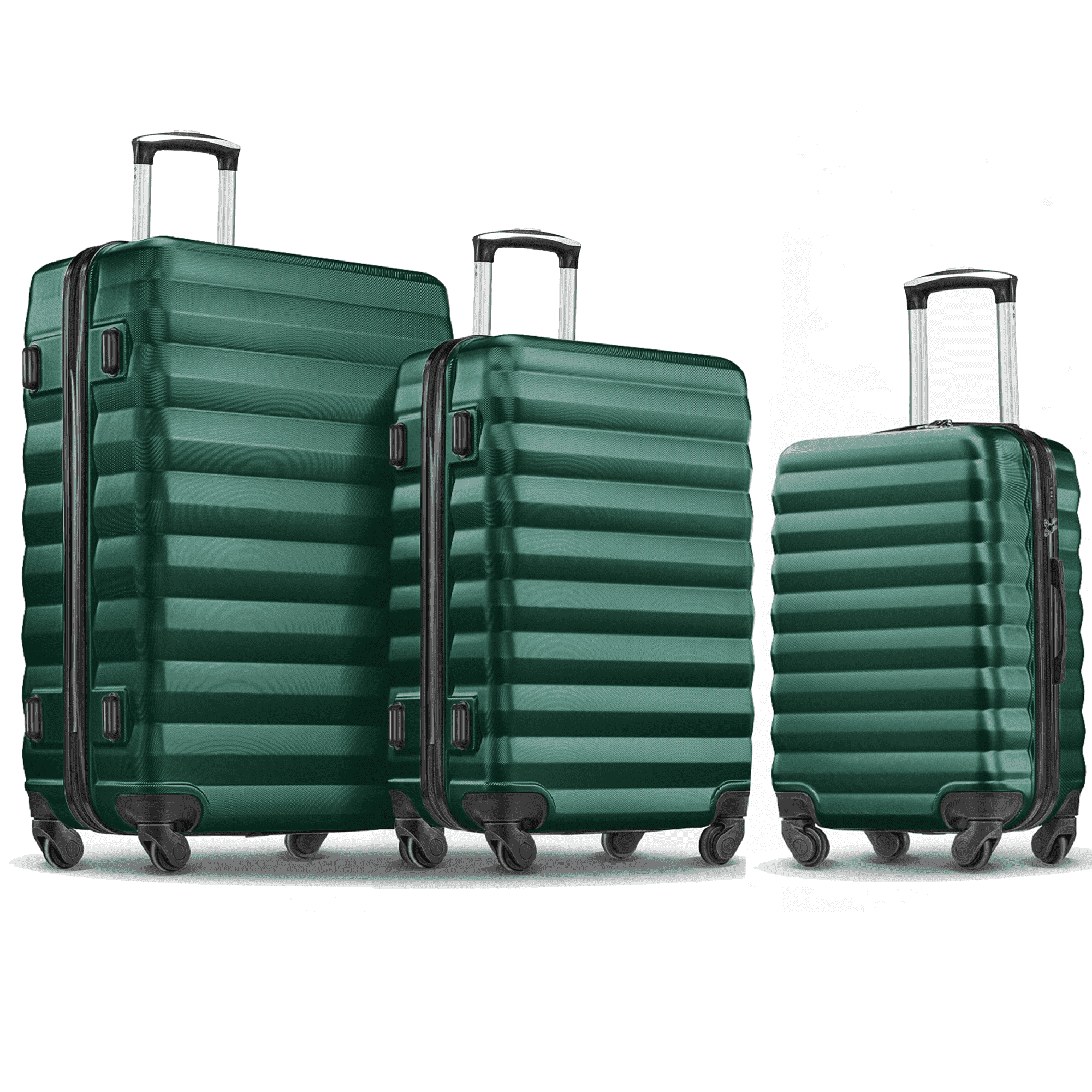 Gowill 3 Piece Luggage Sets 20"/24"/28" Lightweight Hardshell ABS Checked Suitcases with Spinner Wheels, Green