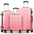 thumbnail image 1 of 3 Piece Luggage Sets 20"/24"/28" ABS+PC Lightweight Hardshell Suitcase with Spinner Wheels and TSA Lock,Pink, 1 of 10