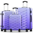 thumbnail image 1 of 3 Piece Luggage Sets 20"/24"/28" ABS+PC Lightweight Hardshell Suitcase with Spinner Wheels and TSA Lock,Purple, 1 of 10