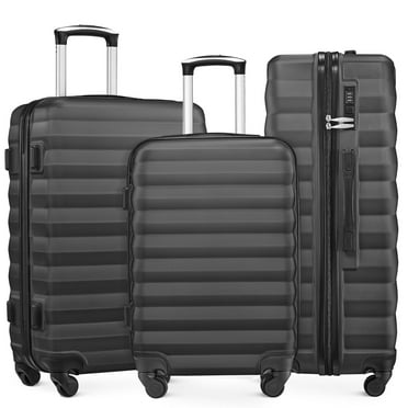 Gowill 3 Piece Luggage Sets Lightweight Suitcases with Spinner Wheels, Black