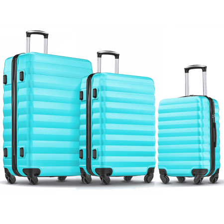 Gowill 3 Piece Luggage Sets 20"/24"/28" Lightweight Hardshell ABS Checked Suitcases with Spinner Wheels, Blue