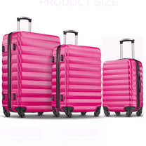 Gowill 3 Piece Luggage Sets 20"/24"/28" Lightweight Hardside ABS Checked Suitcases with Spinner Wheels, Rose Red