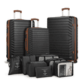 thumbnail image 1 of Gowill 3 Piece Luggage Sets 20/24/28 inch Travel Suitcase Set with 7PCS Organizer Bags, Black Tan, 1 of 8