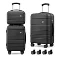 thumbnail image 1 of 3 Piece Suitcase Set 14/18/20 inch Hardside Suitcase with Spinner Wheels Detachable Lightweight Carry on Luggage (Black), 1 of 9