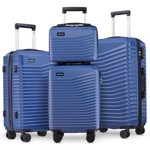 Gowill 4 Piece Hardside Luggage Set 26/22/18/13 inch Hardshell Lightweight Spinner Wheels Carry-on and Checked Suitcase.Navy Blue