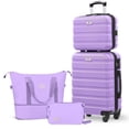 thumbnail image 1 of Gowill 4 Piece Luggage Sets,14/20 inch Hardside Lightweight ABS Carry-On Suitcase With Expandable Duffle Bag (Purple), 1 of 12