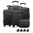 thumbnail image 1 of 5 Piece Suitcase Set 14/18/20/22/24 inch Hardside Suitcase with Spinner Wheels Detachable Lightweight Carry on Luggage (Black), 1 of 9