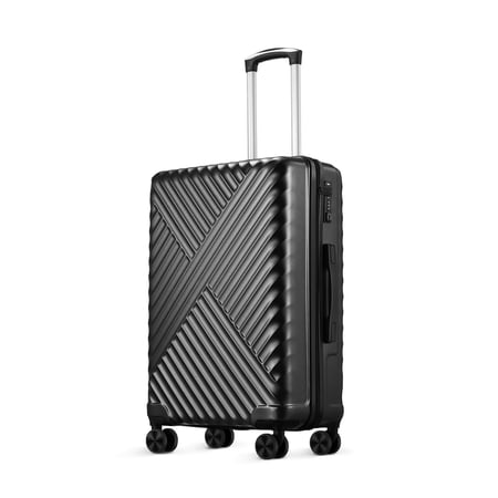 Gowill Hardside Luggage with Spinners, Checked luggage 24-Inch,Black