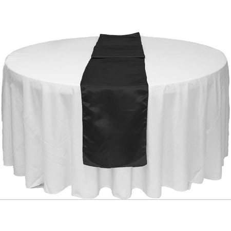 Gowinex 10pcs Black 12" x 108" Satin Table Runner Wedding Party