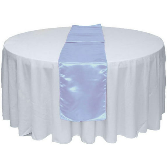 Gowinex 10pcs Light Blue 12" x 108" Satin Table Runner Wedding Party