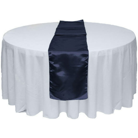 Gowinex 10pcs Navy Blue 12" x 108" Satin Table Runner Wedding Party
