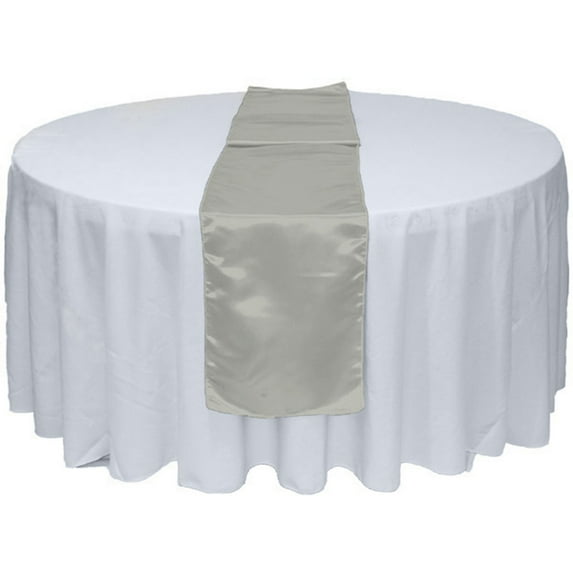 Gowinex 10pcs Silver 12" x 108" Satin Table Runner Wedding Party