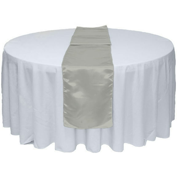 Gowinex 10pcs Silver 12" x 108" Satin Table Runner Wedding Party
