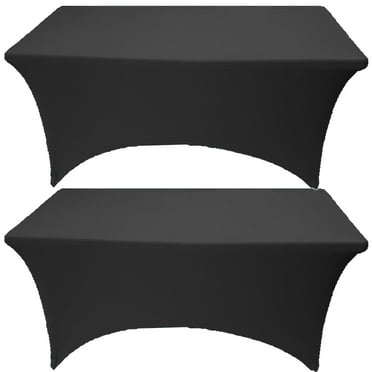 Gowinex 2 Pack 6FT Black Spandex Tablecloth Stretch Fitted Table Cover for Rectangular Table