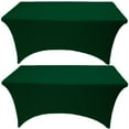 thumbnail image 1 of Gowinex 2 Pack 8FT Hunter Green Spandex Tablecloth Stretch Fitted Table Cover for Rectangular Table, 1 of 7