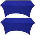 thumbnail image 1 of Gowinex 2 Pack 8FT Royal Blue Spandex Tablecloth Stretch Fitted Table Cover for Rectangular Table, 1 of 7