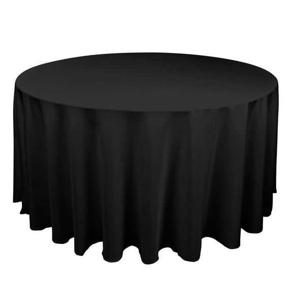 Gowinex Black 132" Round Polyester Tablecloth Table Cover