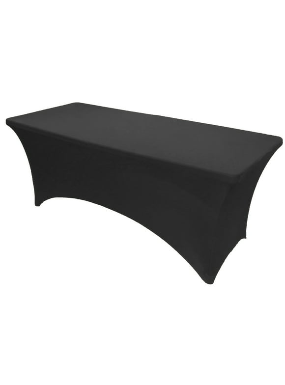 Gowinex Black 6 ft Spandex Tablecloth Stretch Fitted Table Cover