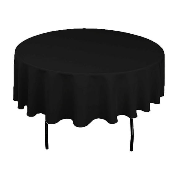 Gowinex Black 90" Round Polyester Tablecloth Table Cover