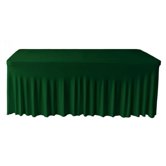 Gowinex Hunter Green 8' ft. Spandex Table Skirt 96Lx30Wx30H Rectangular Fitted Stretch Tablecloth
