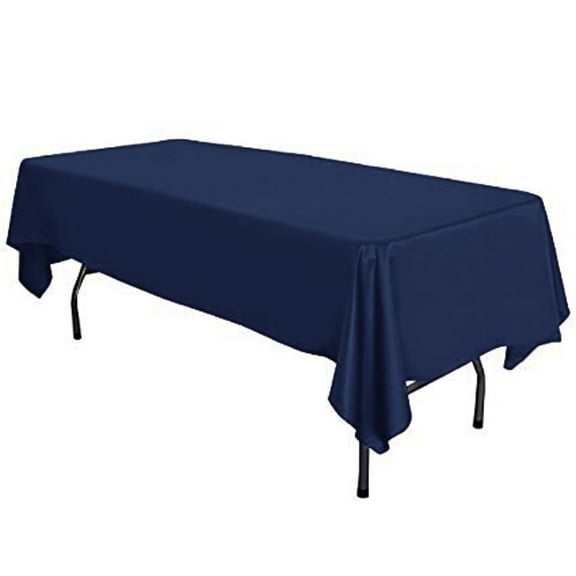 Gowinex Navy Blue 58" x 102" Lamour Satin Rectangular Tablecloth
