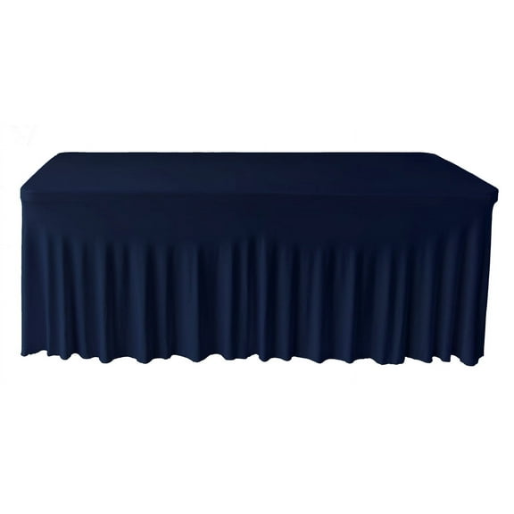 Gowinex Navy Blue 8' ft. Spandex Table Skirt 96Lx30Wx30H Rectangular Fitted Stretch Tablecloth