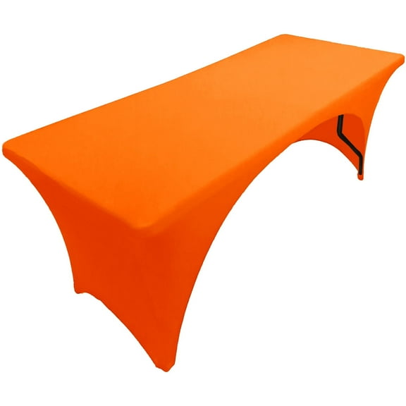 Gowinex Neon Orange 8ft Open Back Spandex Fitted Stretch Tablecloth Table Cover