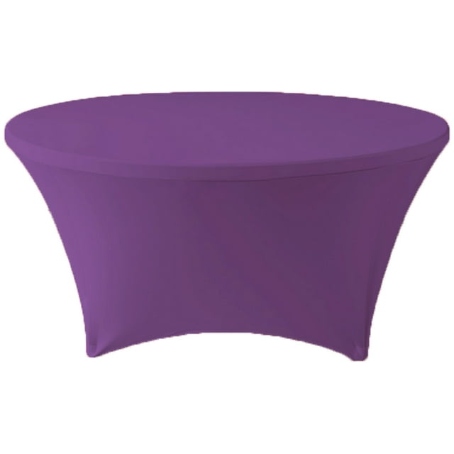 Gowinex Purple 5 ft. 60 inch Round Spandex Tablecloth Fitted Table