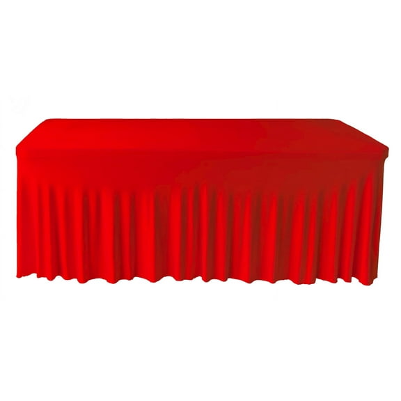 Gowinex Red 8' ft. Spandex Table Skirt 96Lx30Wx30H Rectangular Fitted Stretch Tablecloth