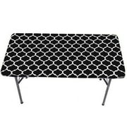 Gowinex Vinyl Fitted Tablecloth Black 4ft 30x48 inches Rectangular Elastic Edge Flannel Backing Waterproof PVC Table Cover