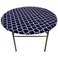 thumbnail image 1 of Gowinex Vinyl Fitted Tablecloth Navy Blue 40-44 inches Round Elastic Edge Flannel Backing Waterproof PVC Table Cover, 1 of 4