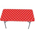 thumbnail image 1 of Gowinex Vinyl Fitted Tablecloth Red 4ft 30x48 inches Rectangular Elastic Edge Flannel Backing Waterproof PVC Table Cover, 1 of 2