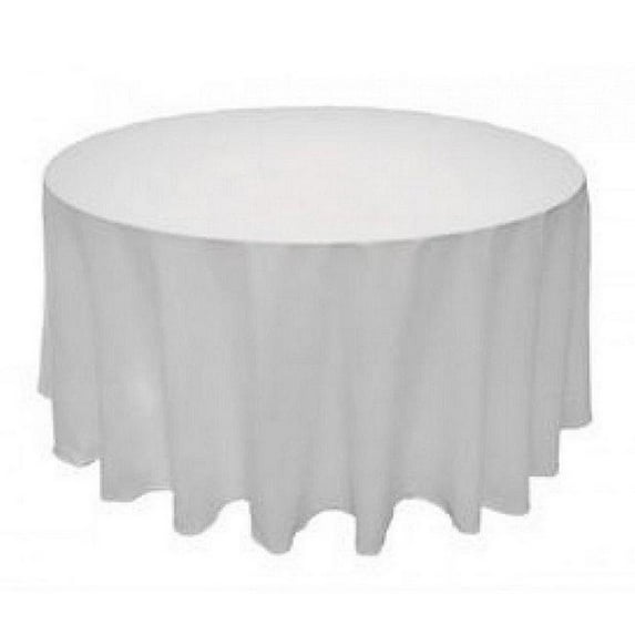 Gowinex White 132" Round Polyester Tablecloth Table Cover