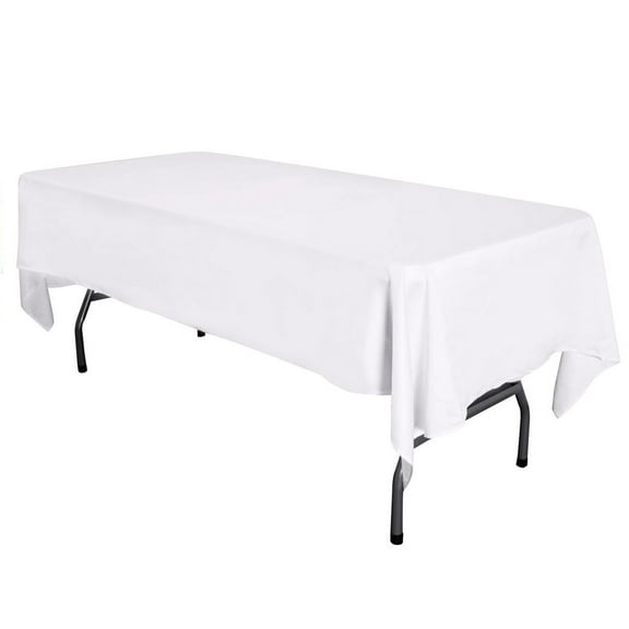 Gowinex White 58" x 102" Lamour Satin Rectangular Tablecloth