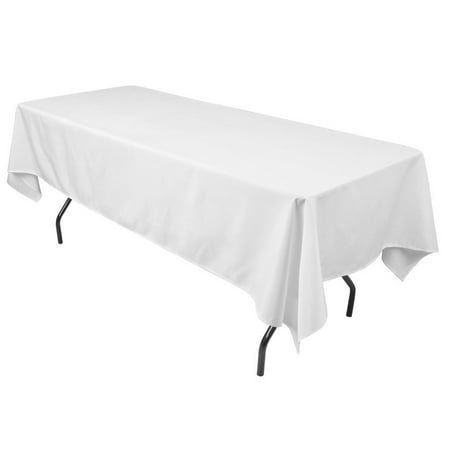 Gowinex White 60 x 102 inch Rectangular Polyester Tablecloth Table Cover