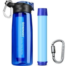 Gowinsee  Filtered Water Bottle, Water filter bottle with 4-Stage Replaceable Filter Straw, Portable Purified Water Bottle for Camping, Hiking, Backpacking and Travel