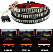 Gowinsee Tailgate LED Light Bar Triple Row 60 inch Tail Light Bar for Pickup Trailer SUV RV Van Full Function Red Brake White Reverse Amber Turn Signal Double Flash Light